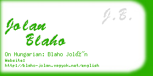 jolan blaho business card